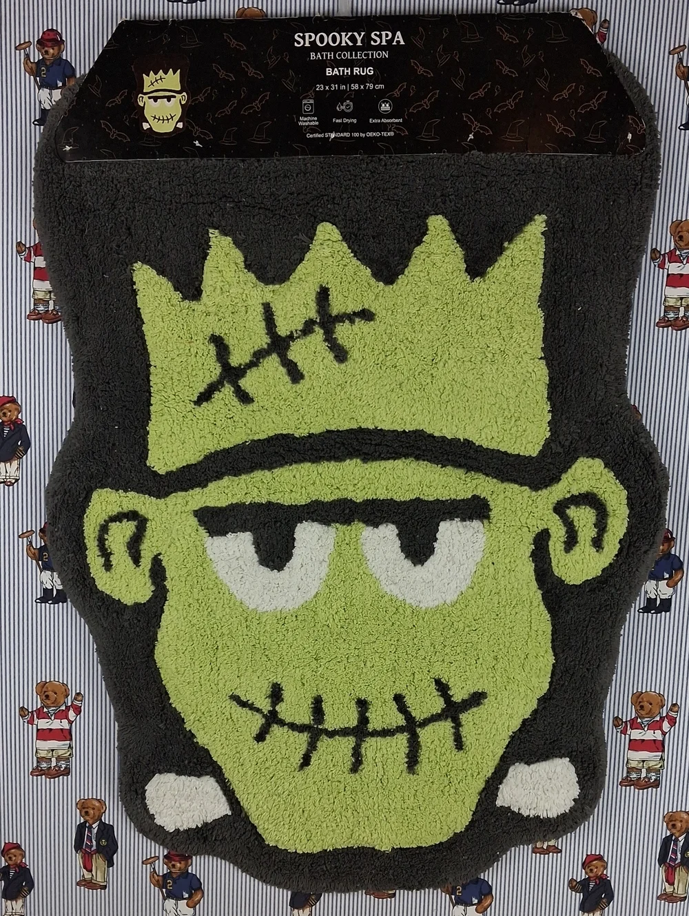 New In Package Frankenstein Spooky Spa Bath Collection 23x31 Halloween Bath Rug